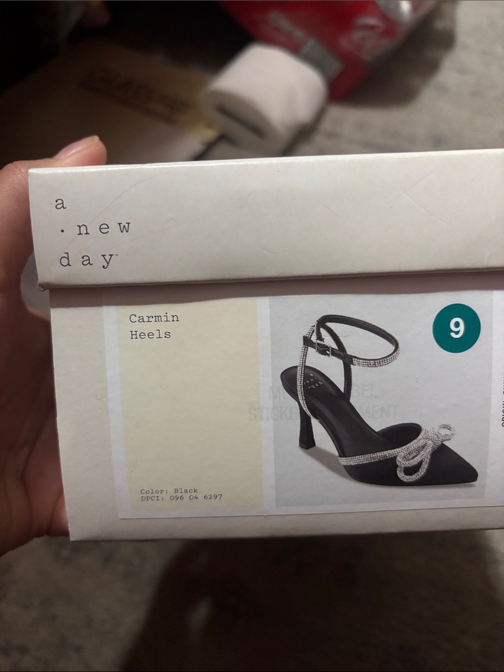 a new day Black Heels with Silver Crystal Straps